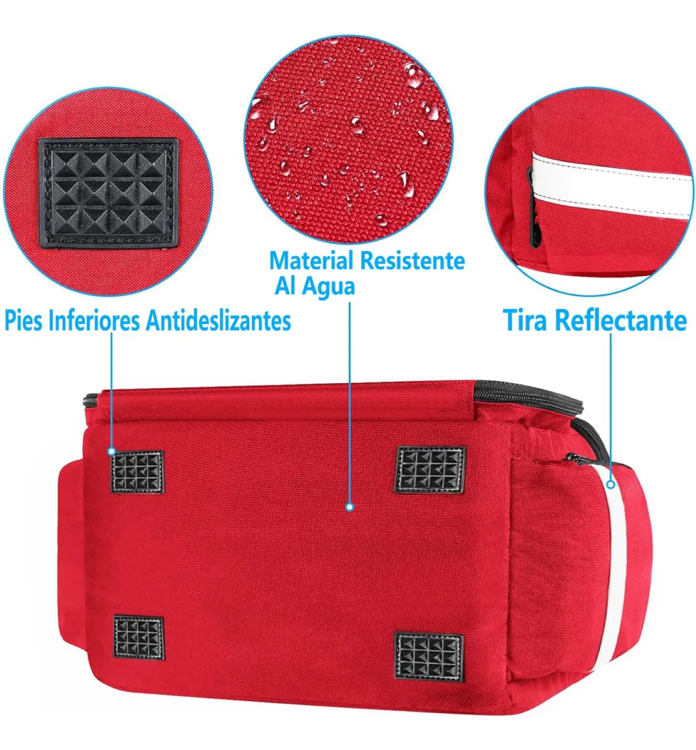 Botiquin De Primeros Auxilios Multi-Compartimentos Rojo Detalles Negro