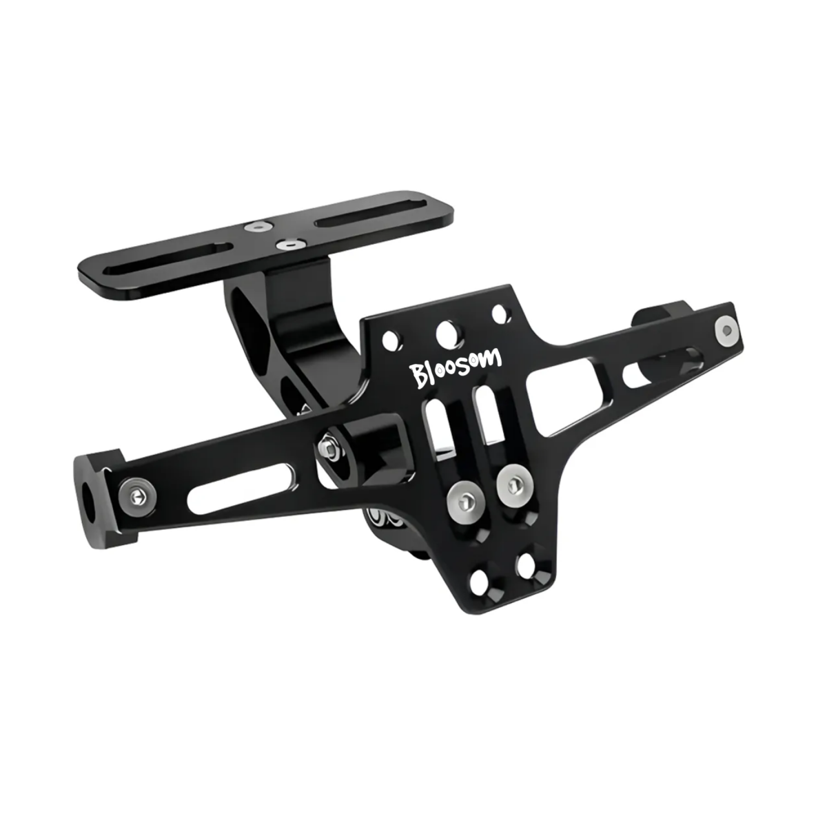 Porta Placa Universal Para Moto Ajustable Con Luz Led R6 Ns Negro