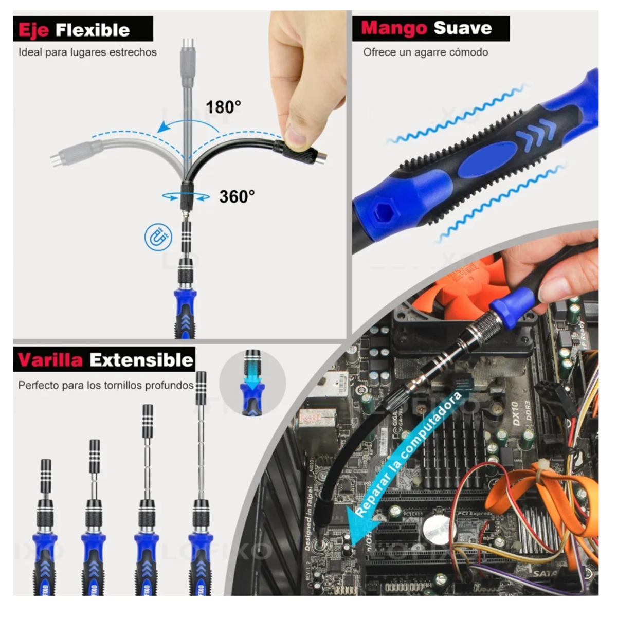 Kit De Herramientas Desarmadores Precisión, negro