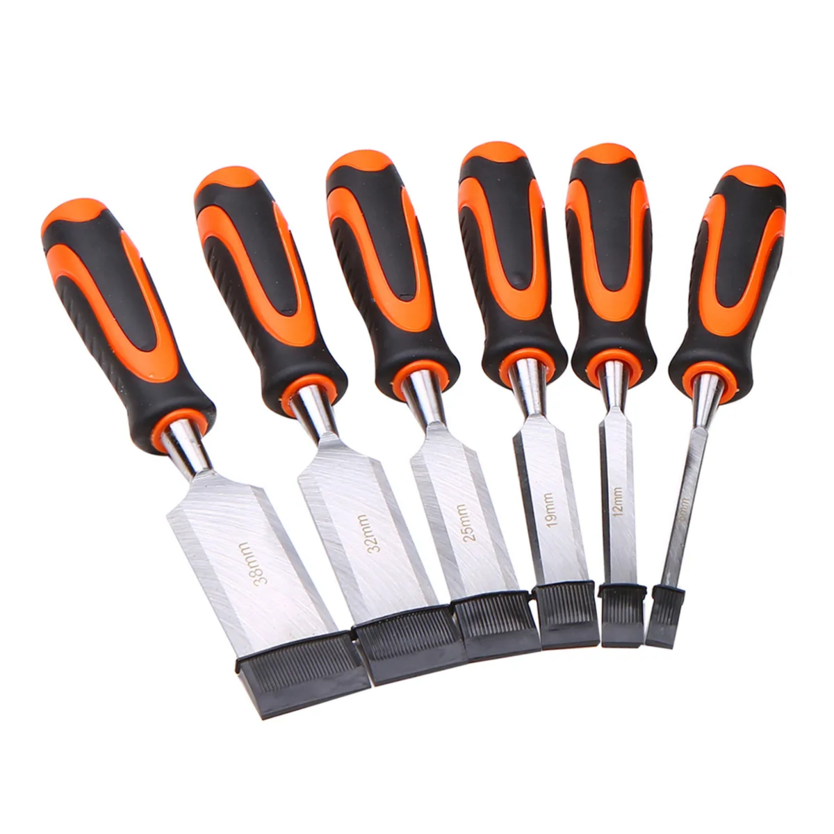 Juego De 10 Cinceles De Madera Para Carpintería, negro con naranja