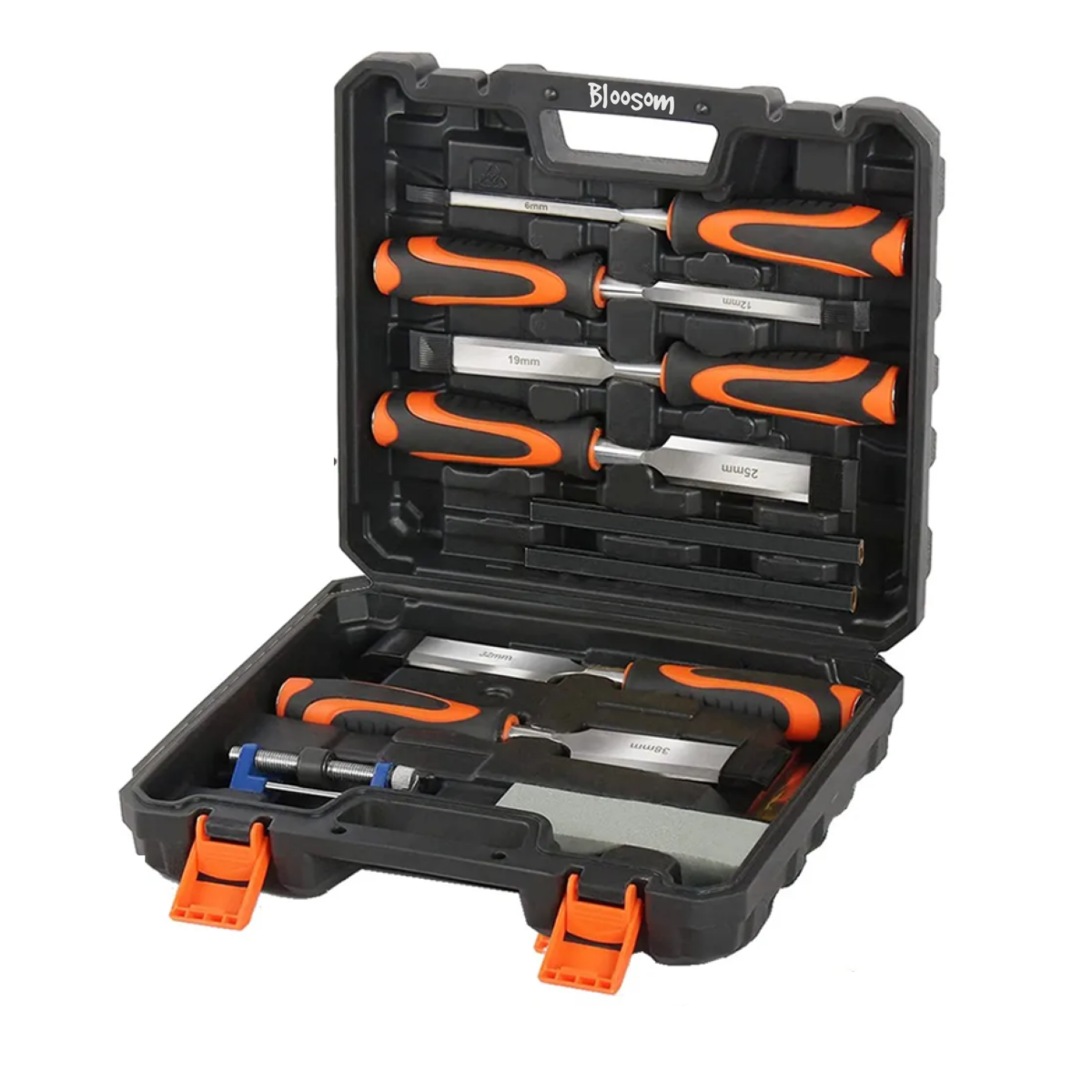 Juego De 10 Cinceles De Madera Para Carpintería, negro con naranja