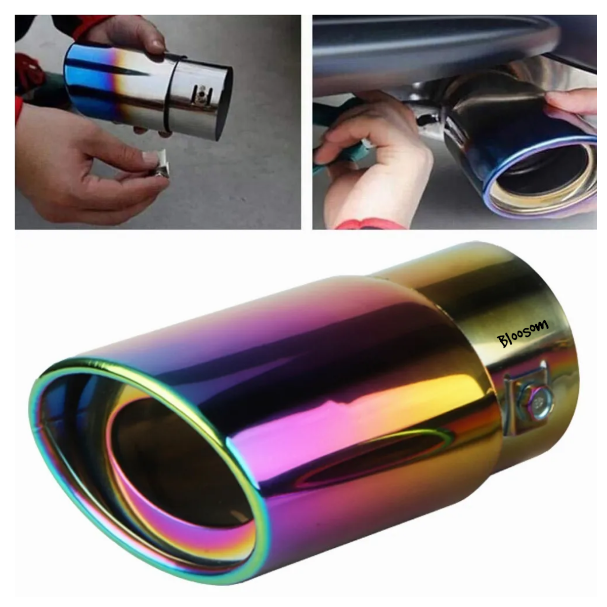 Tubo De Escape De Coche Silenciador Puntas De Acero Inoxidable, Tornasol