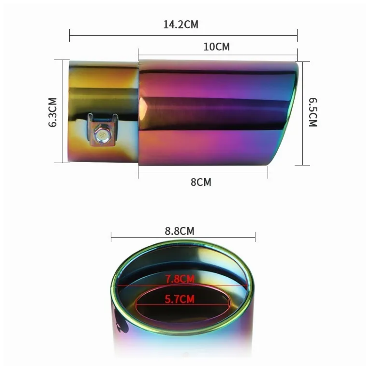 Tubo De Escape De Coche Silenciador Puntas De Acero Inoxidable, Tornasol