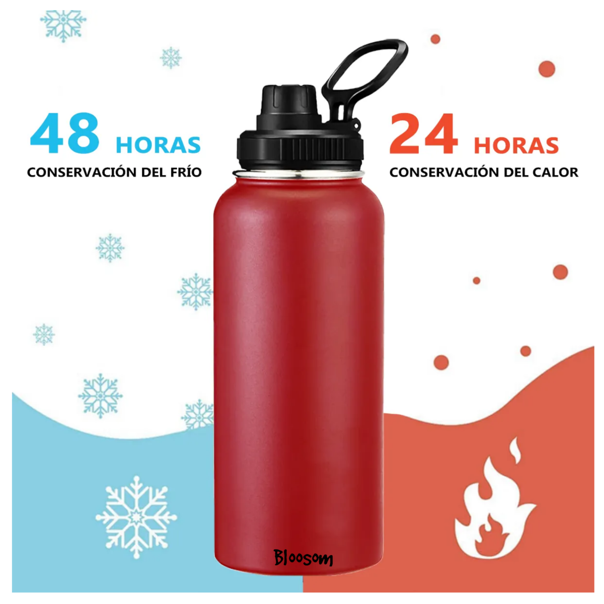 Termo Vaso-botella Acero Inoxidable Fría/caliente 32 Oz,  Rojo