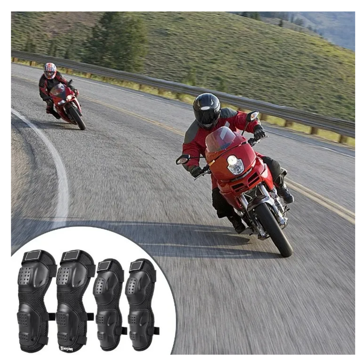 Juego De Cuatro Piezas De Rodilleras Y Coderas Para Moto., Negro