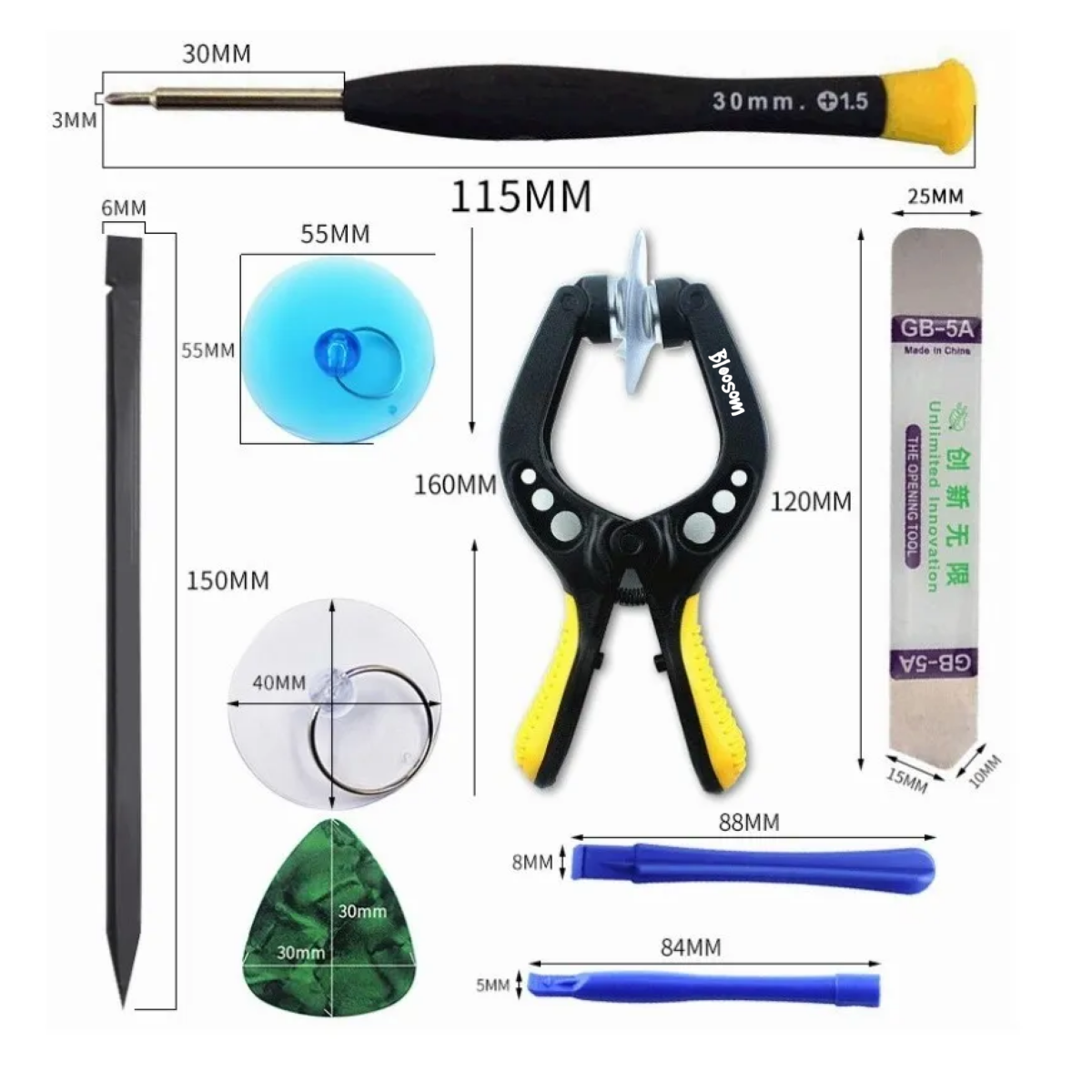 Kit Herramientas 15 En 1 Reparación Pinza Separador Display, Multicolor