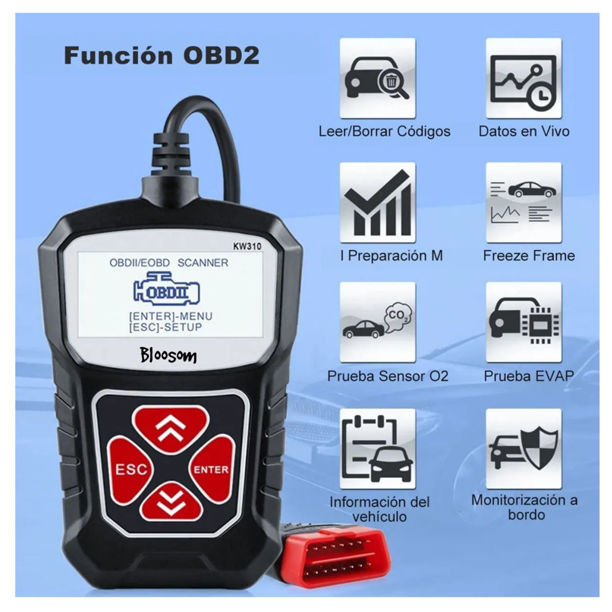 Escáner Automotriz Obd2 Lector De Códigos De Fallas, Negro