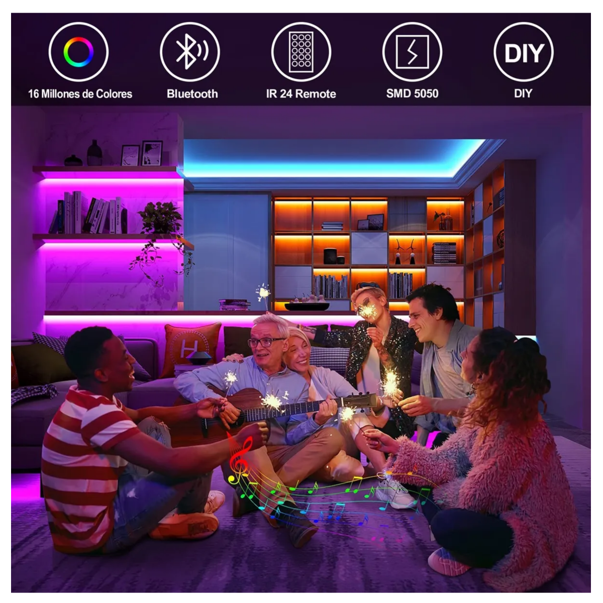 Tiras De Led Rgb 20 Metros Wifi Luces Led Alexa App Control, Multicolor