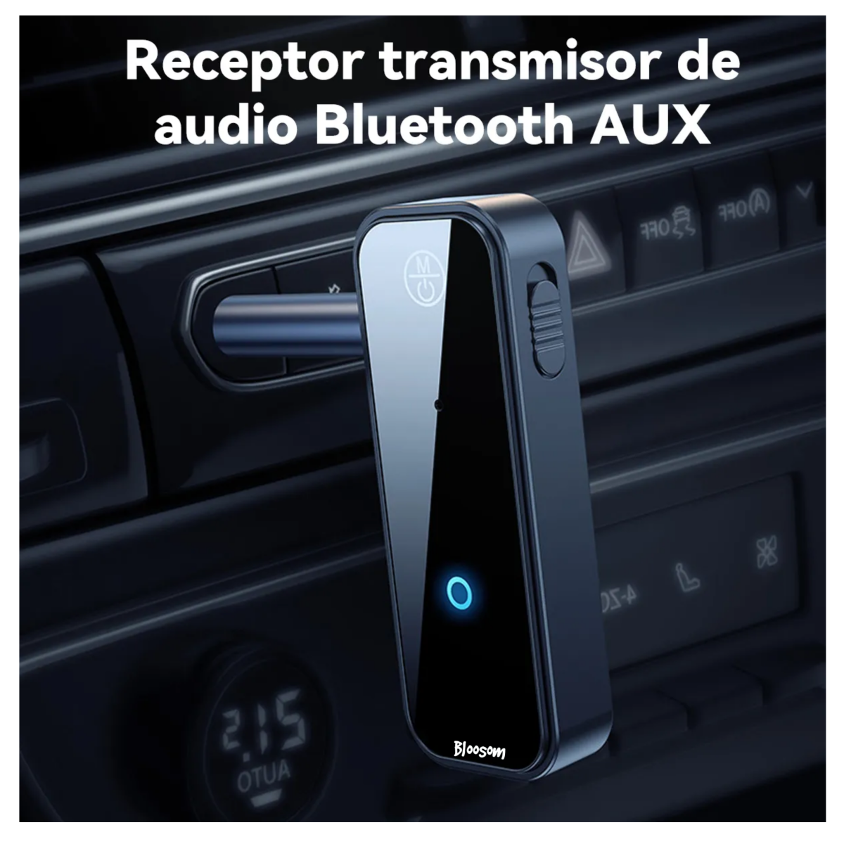 Transmisor 3.5mm Receptor Coche Bluetooth5.0 Música Llamada, Negro