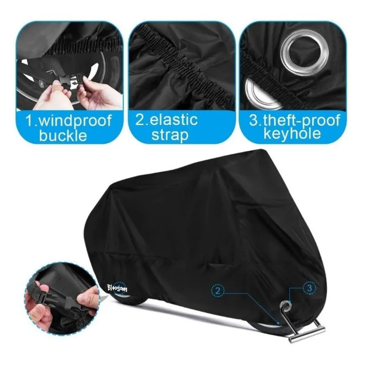 Funda A Prueba De Agua Y Polvo Para Motocicleta, Negro