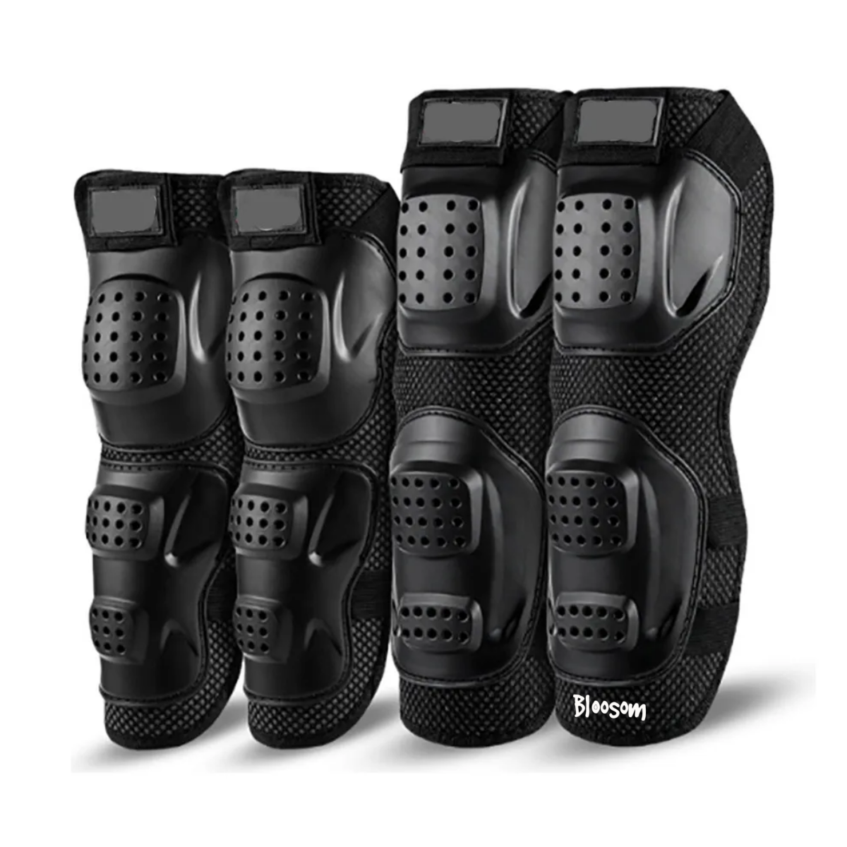 Juego De Cuatro Piezas De Rodilleras Y Coderas Para Moto., Negro