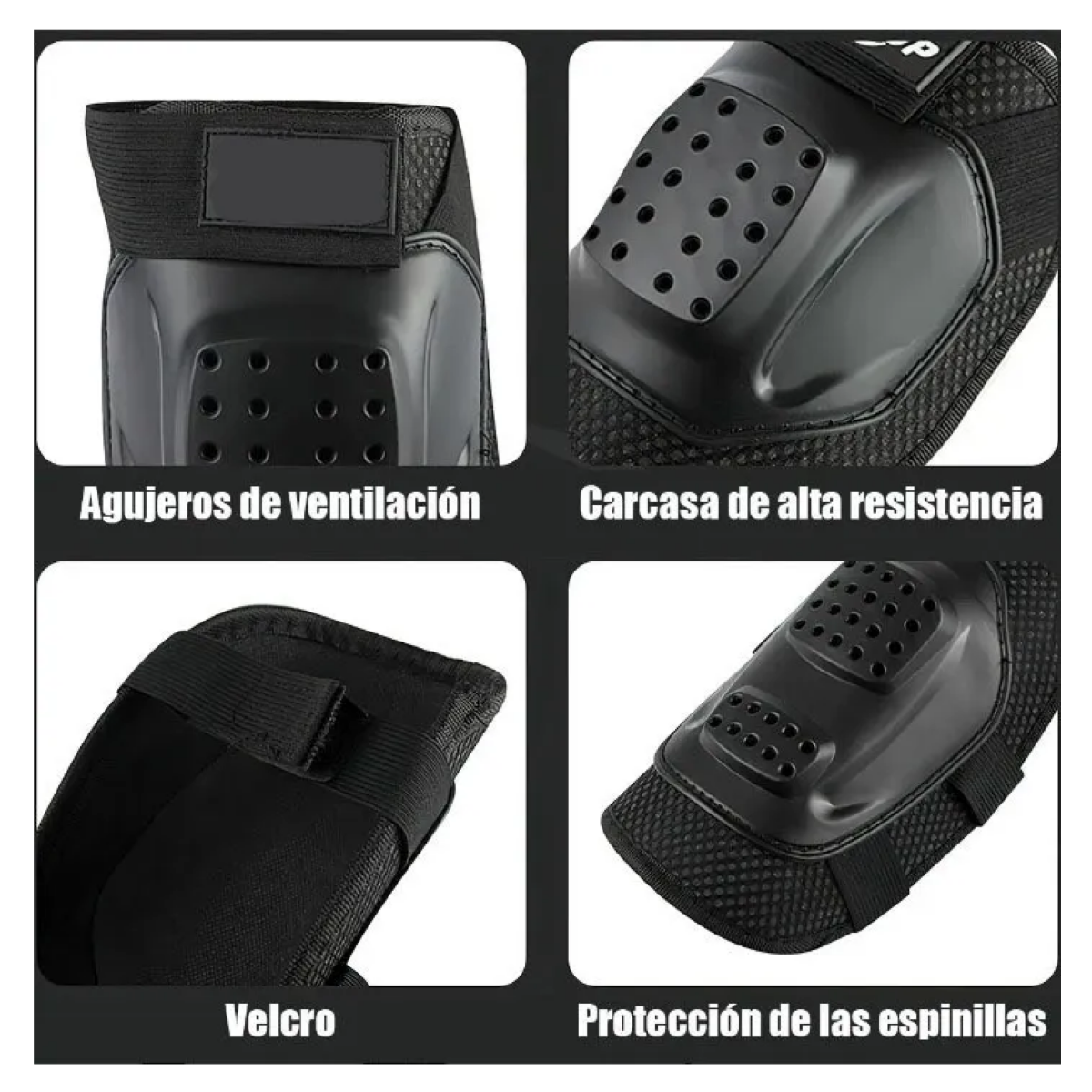 Juego De Cuatro Piezas De Rodilleras Y Coderas Para Moto., Negro
