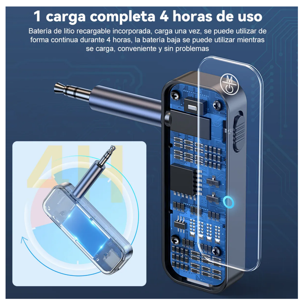 Transmisor 3.5mm Receptor Coche Bluetooth5.0 Música Llamada, Negro