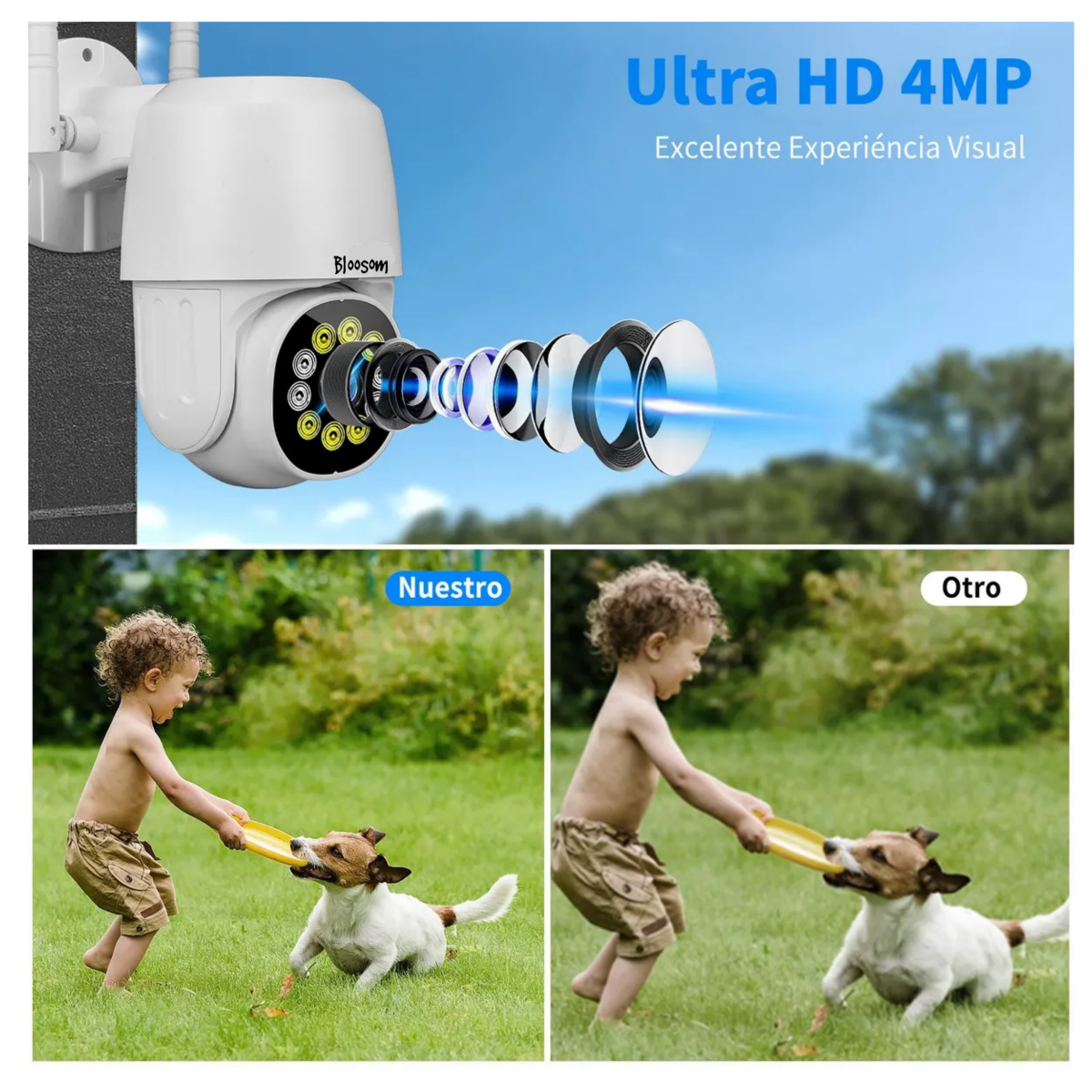 Cámara De Seguridad Wifi Hd 1080p C/con Alarma Ip, Blanco