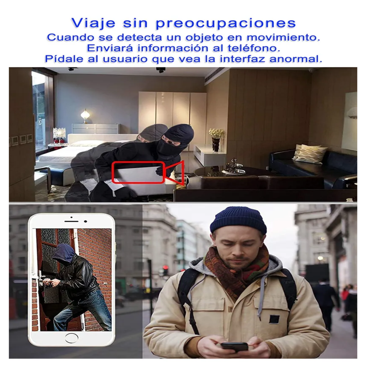 Cámara Wifi Con Cargador Inteligente Usb Con Lente Hd, Negro