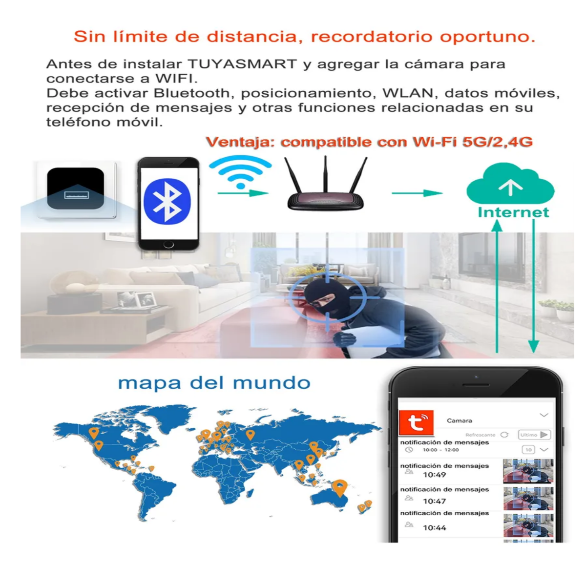 Cámara Wifi Con Cargador Inteligente Usb Con Lente Hd, Negro