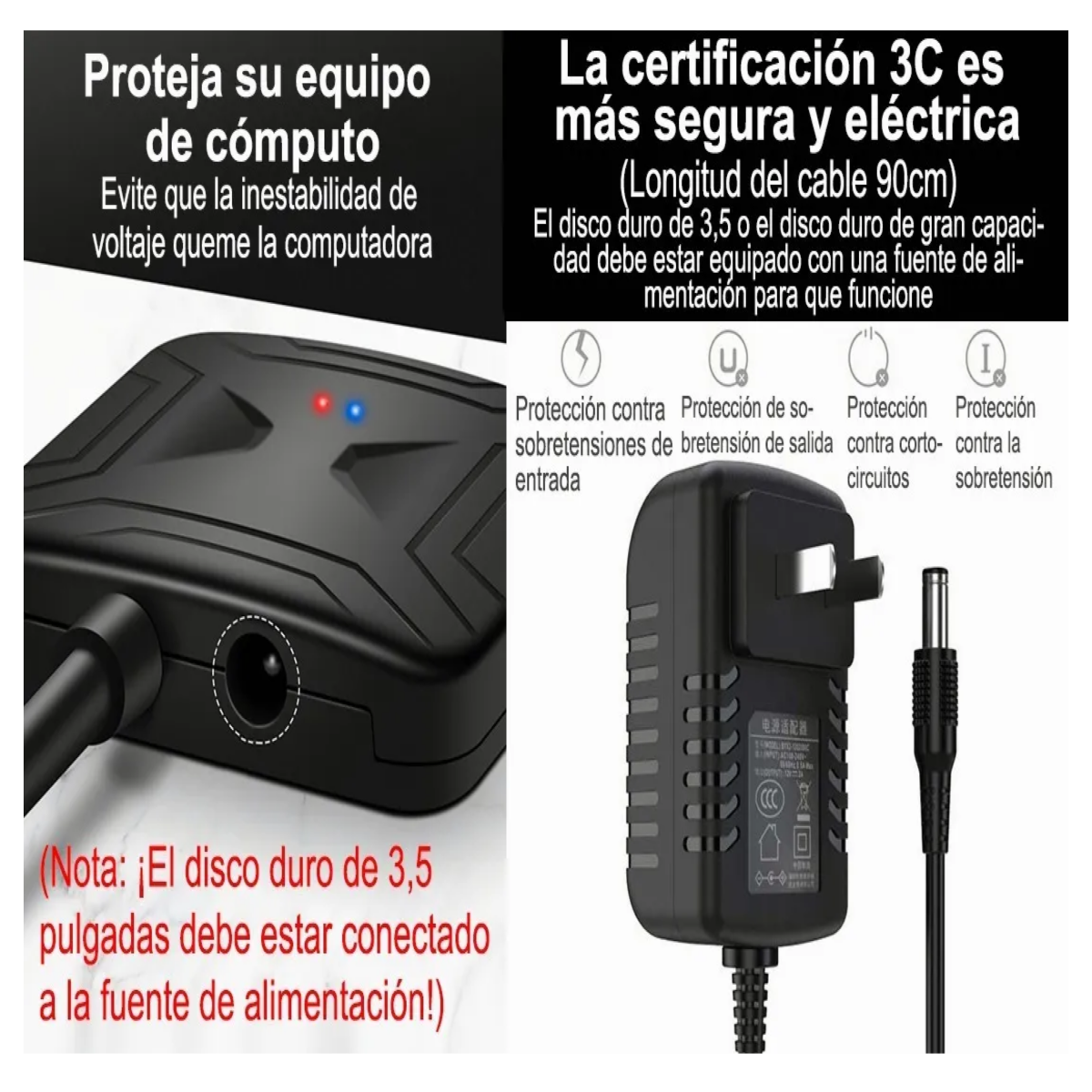 Cable Adaptador Usb 3.0 A Sata Para Disco Duro 2.5 /3.5, Negro