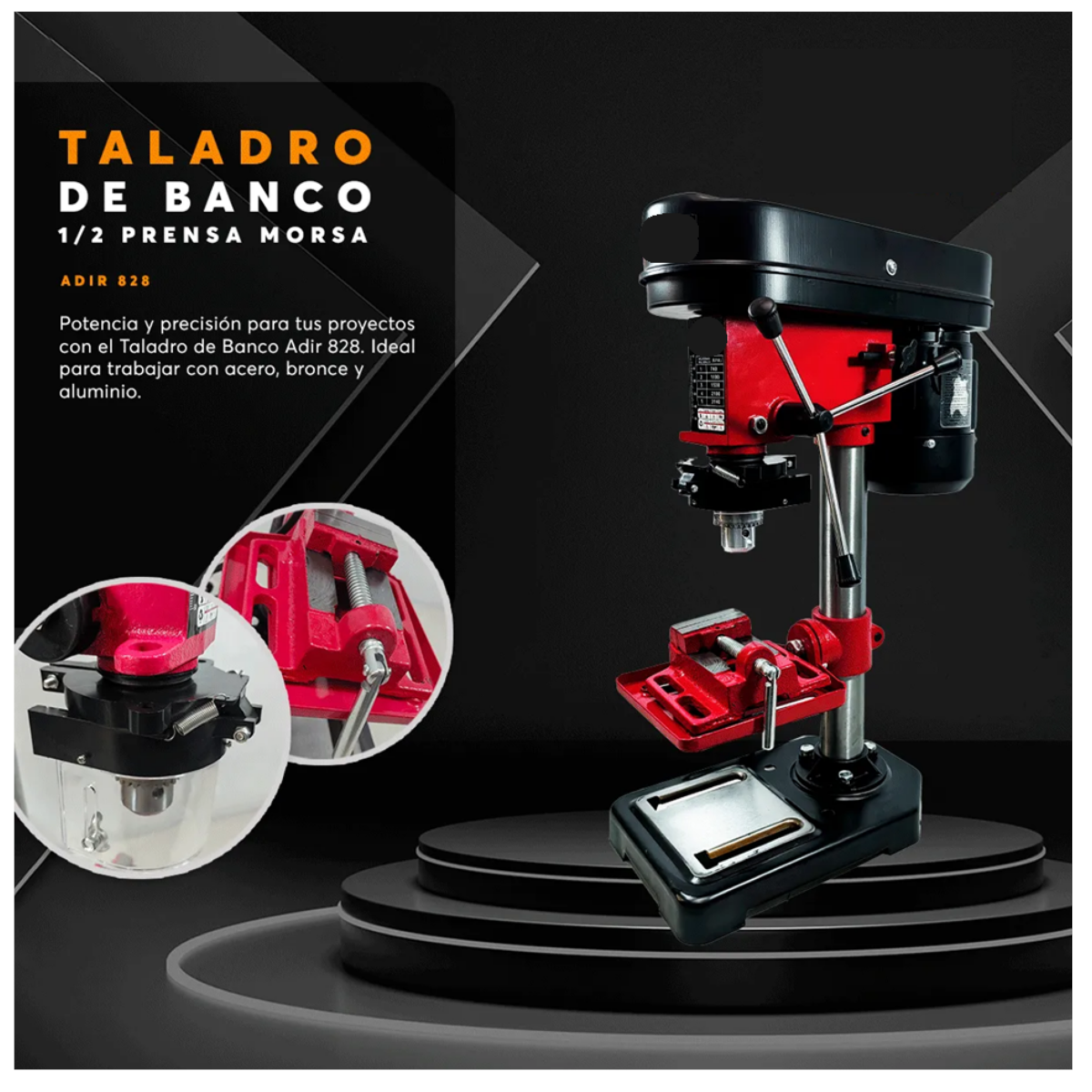 Taladro Banco 1/2 Prensa Morsa, Rojo