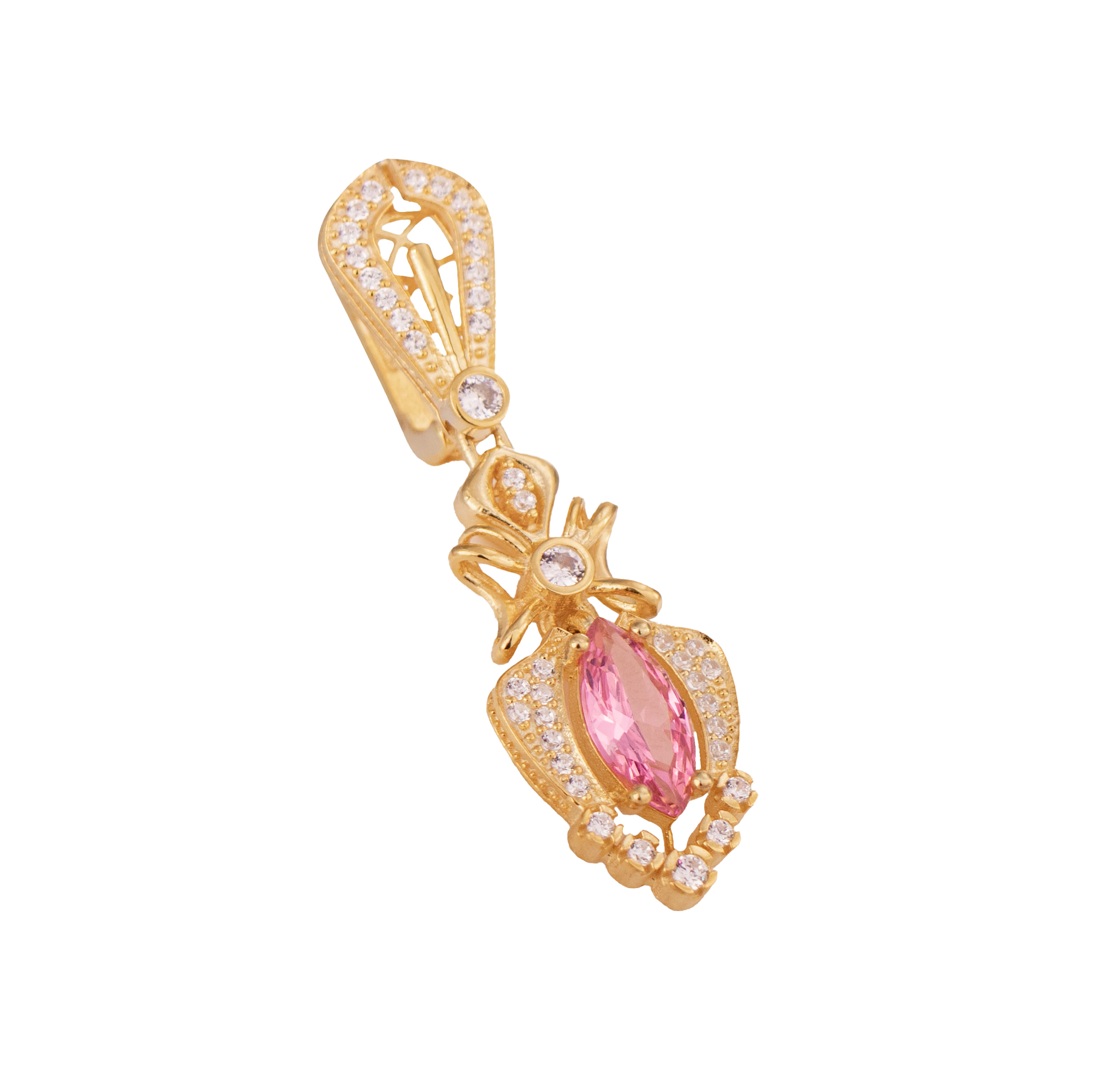 Aretes turcos Halime Hatun de Plata 925, con baño de Oro de 14k y gema de zirconia cúbica - Rosa