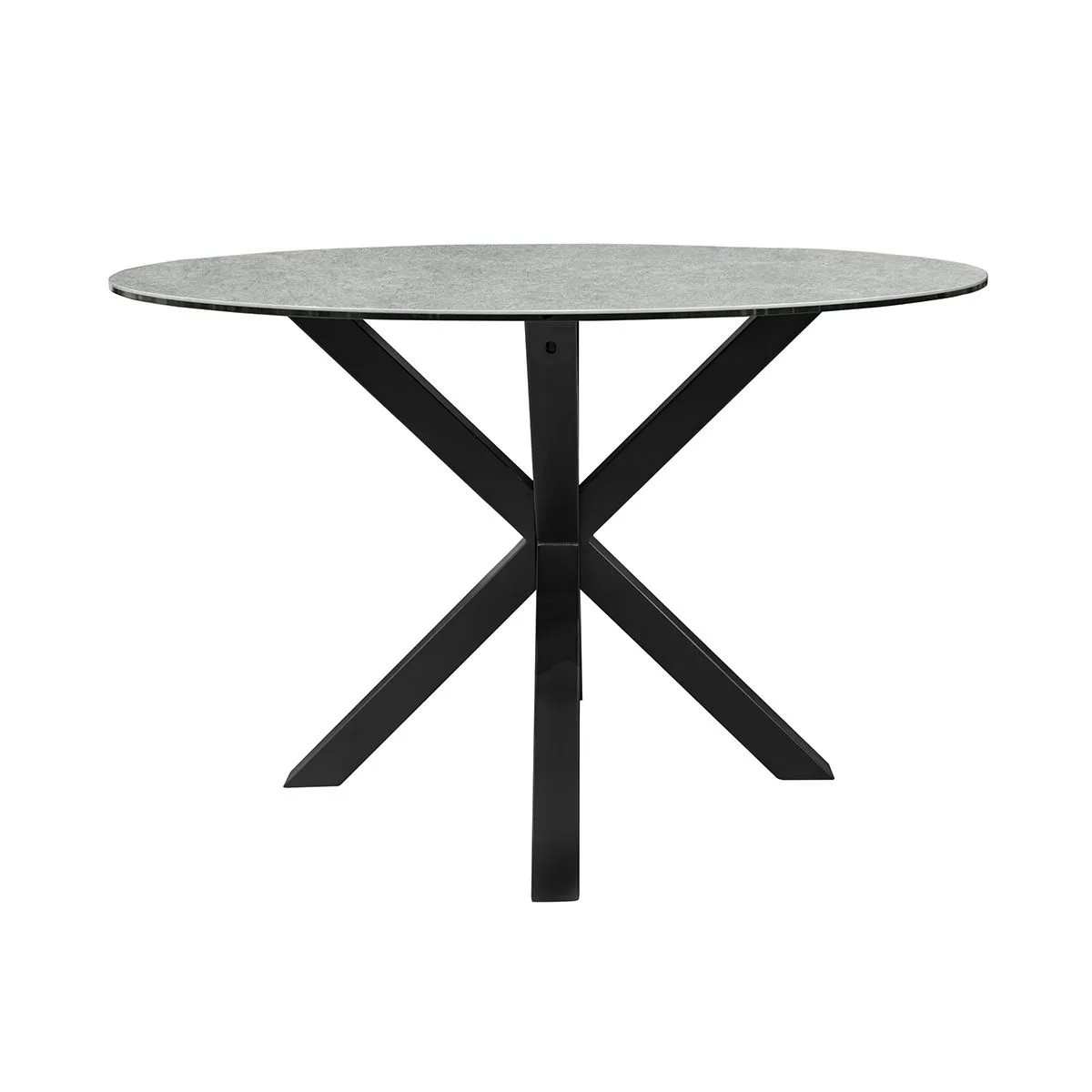 Mesa De Comedor Redonda Tivoli Grey Mobica, con estética redonda de cerámica, metal y vidrio, 119D
