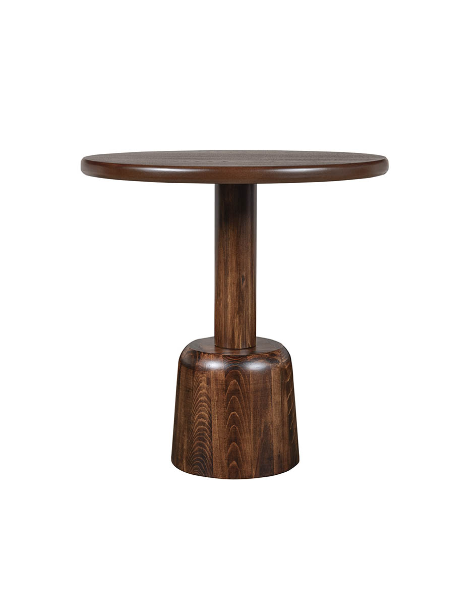 Mesa lateral Tot Mobica de diseño contemporáneo y elegante con acabado en nogal, pedestal fabricado con madera de pino