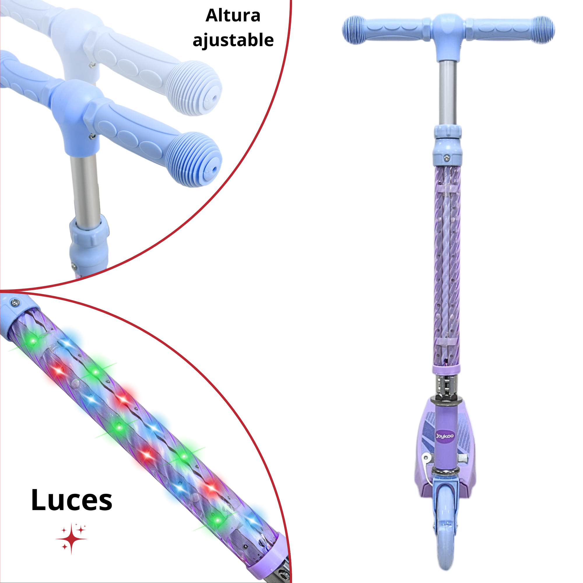 Patinete Infantil Plegable Con Ruedas LED Luminosas – Altura Regulable De 68 A 86 Cm, Para Niños De 3 A 12 Años, Diseño Galaxy Lila, Plataforma Antideslizante Y Freno Trasero