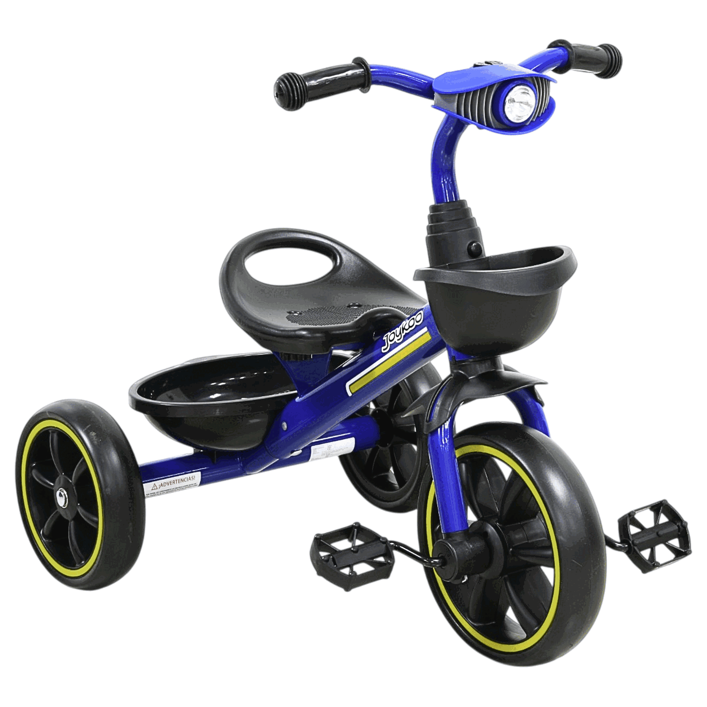 Triciclo para Niños con Luz y Sonido Ruedas EVA Soft Canastas Delantera y Trasera Soporta 25 kg 2+ Años - Azul