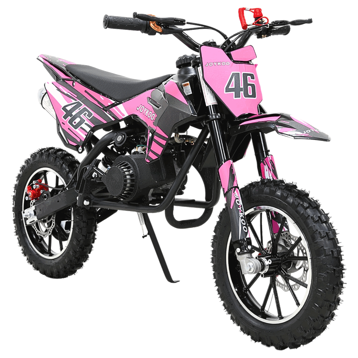 Mini Moto Cross a Gasolina 49cc 2 Tiempos para Niños a partir de 10 Años Frenos de Disco Todoterreno 35 km/h - Rosa