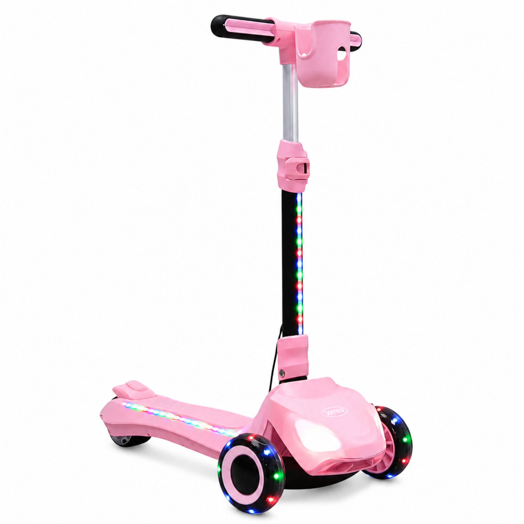 Scooter Eléctrico para Niños con Luces LED Plegable Altura Ajustable Batería de Litio 21.6V Soporta 50 kg - Rosa