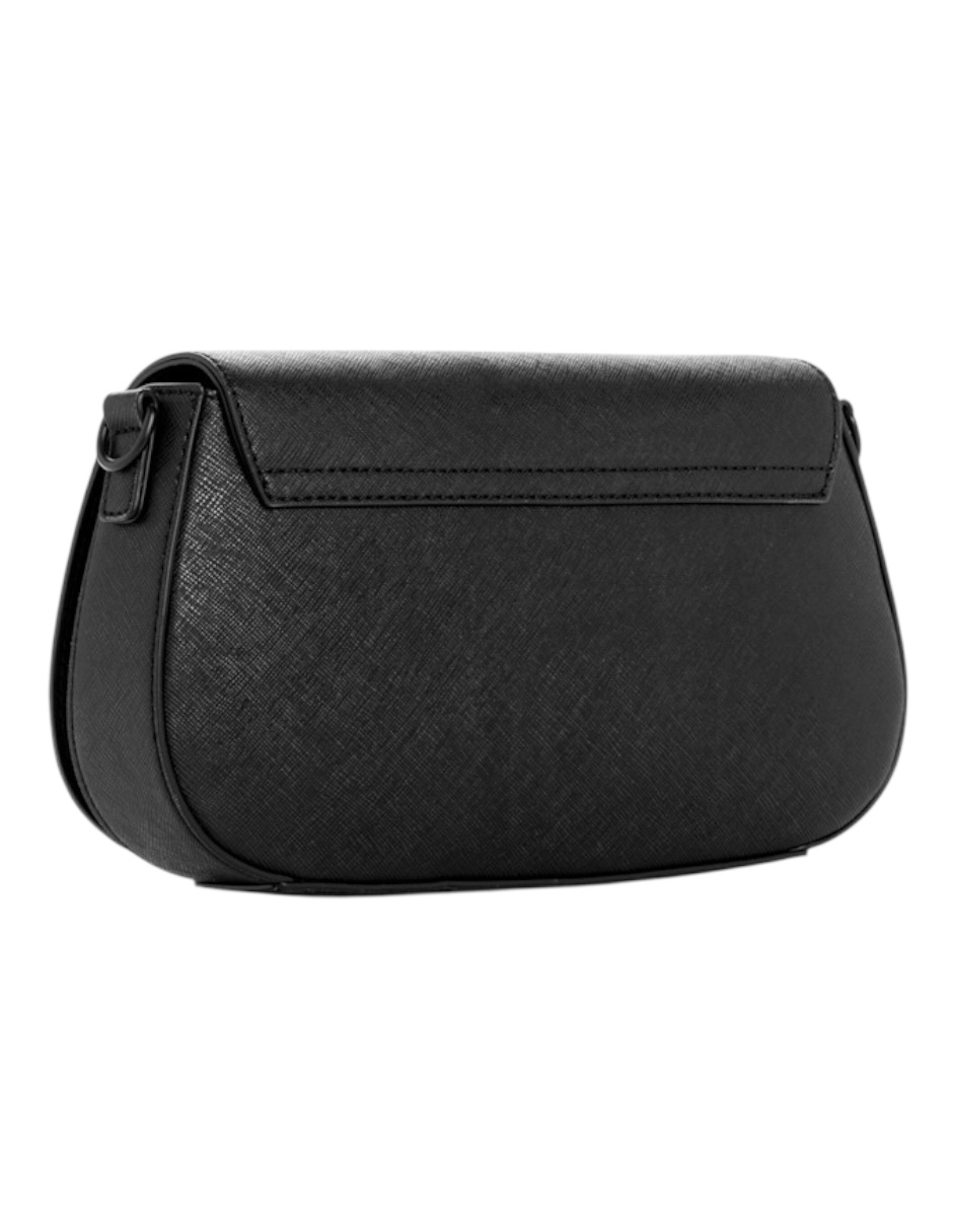 Bolsa Crossbody Guess Citrus Grove mini shouder color negro Herrajes en tono plateado oscuro