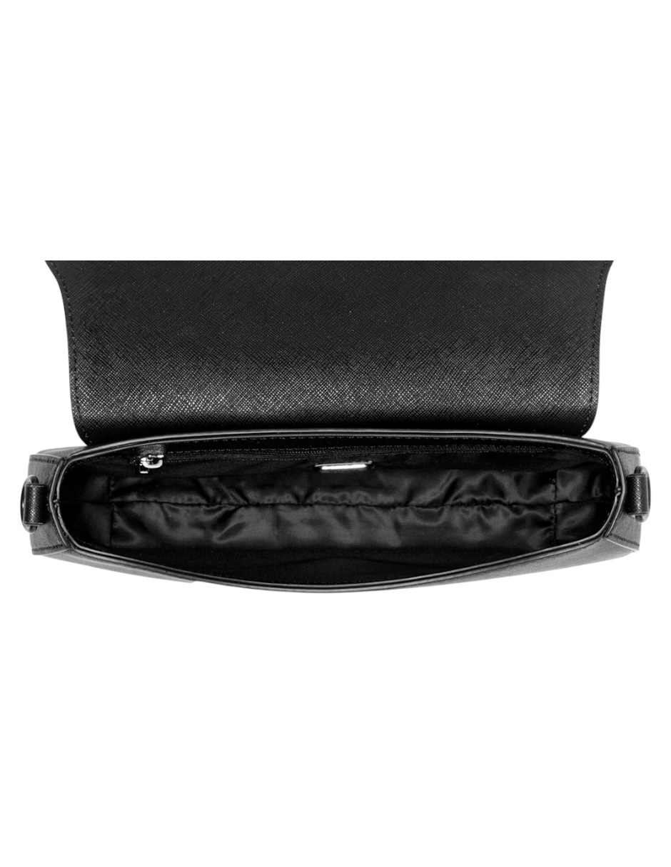 Bolsa Crossbody Guess Citrus Grove mini shouder color negro Herrajes en tono plateado oscuro