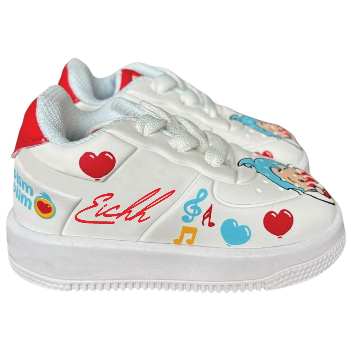 Tenis comodos para bebé Eichh Plim Plim Blanco con rojo con suela de goma tallla 13