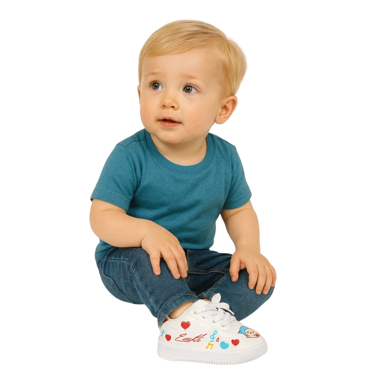 Tenis comodos para bebé Eichh Plim Plim Blanco con rojo con suela de goma tallla 13