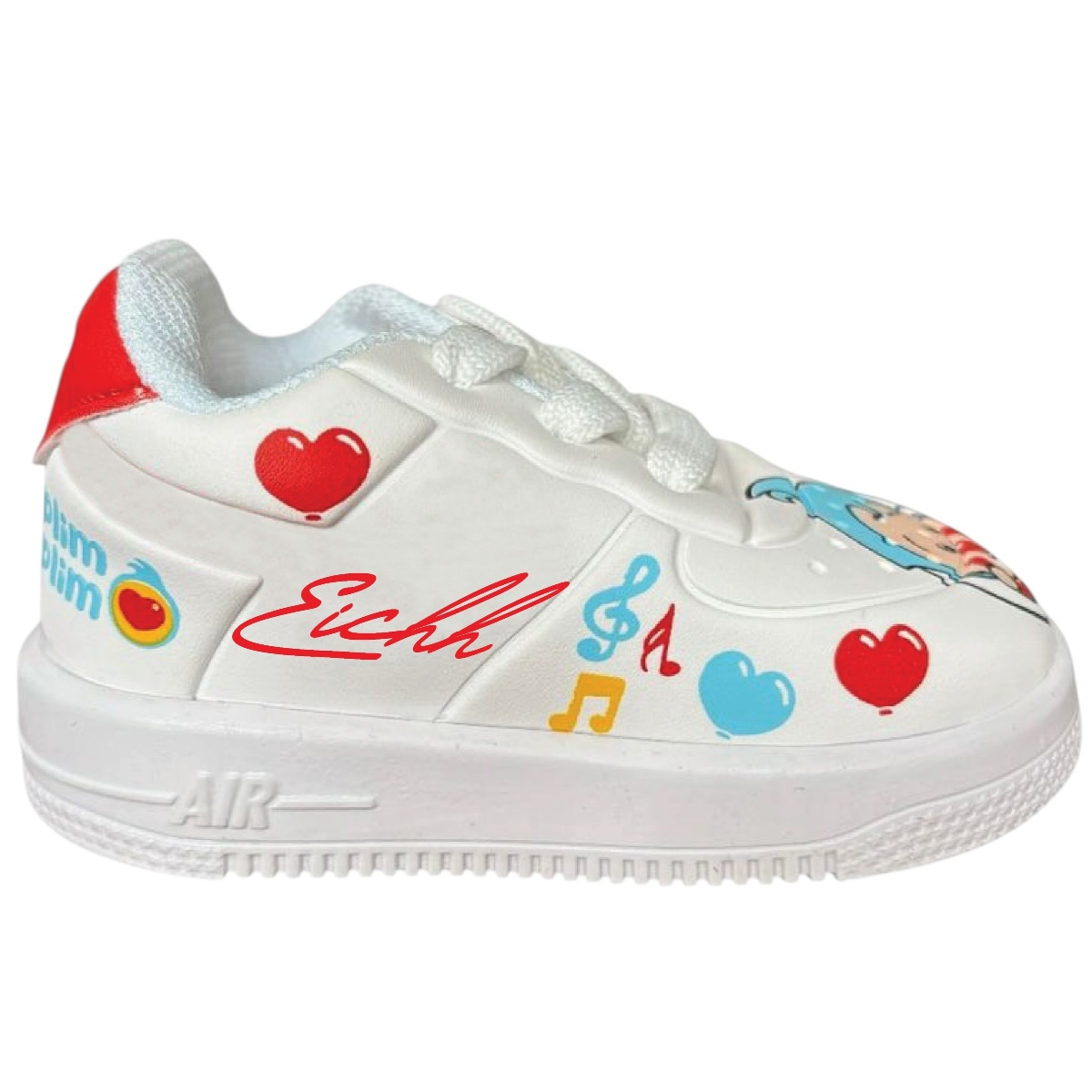 Tenis comodos para bebé Eichh Plim Plim Blanco con rojo con suela de goma tallla 13