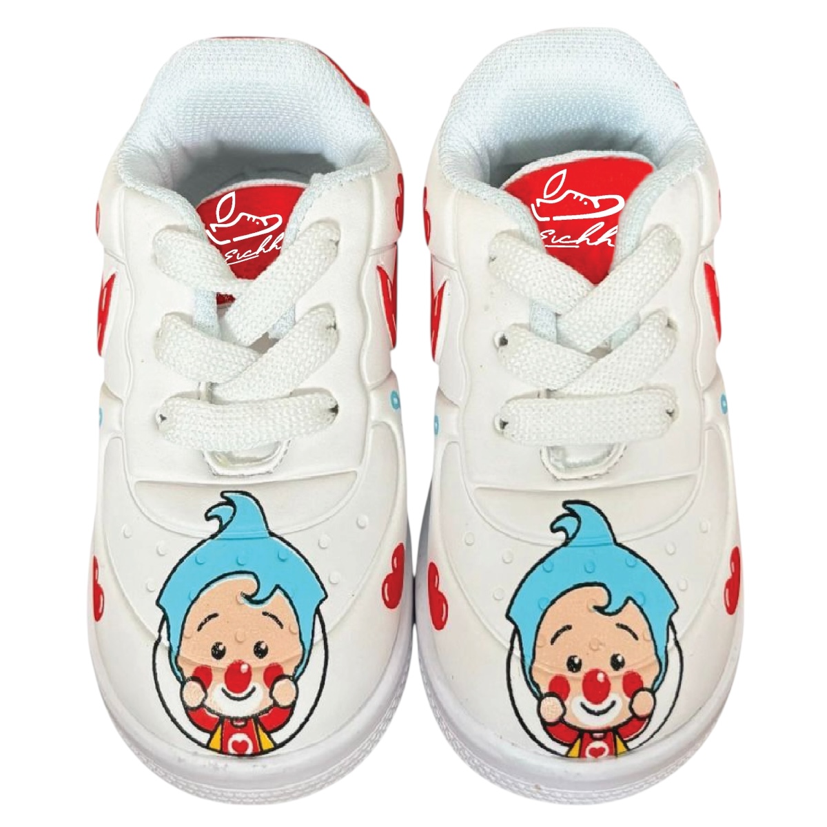 Tenis comodos para bebé Eichh Plim Plim Blanco con rojo con suela de goma tallla 13