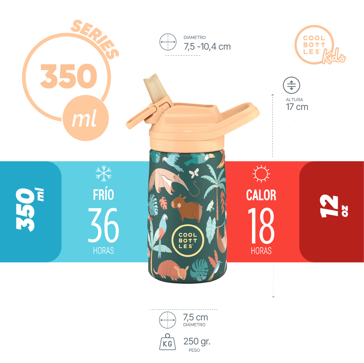 Cool Bottles Botella Termo Kiddie Rainforest Refuge 350 Ml