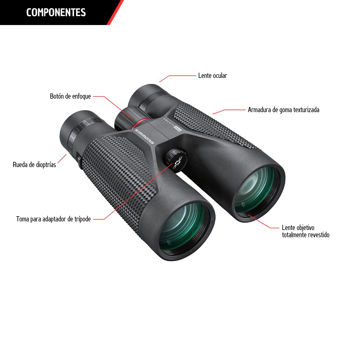 Binoculares Simmons Pro Hunter 10x42 mm Roof Prism, Óptica Fully Multicoated, Resistente Agua/Niebla