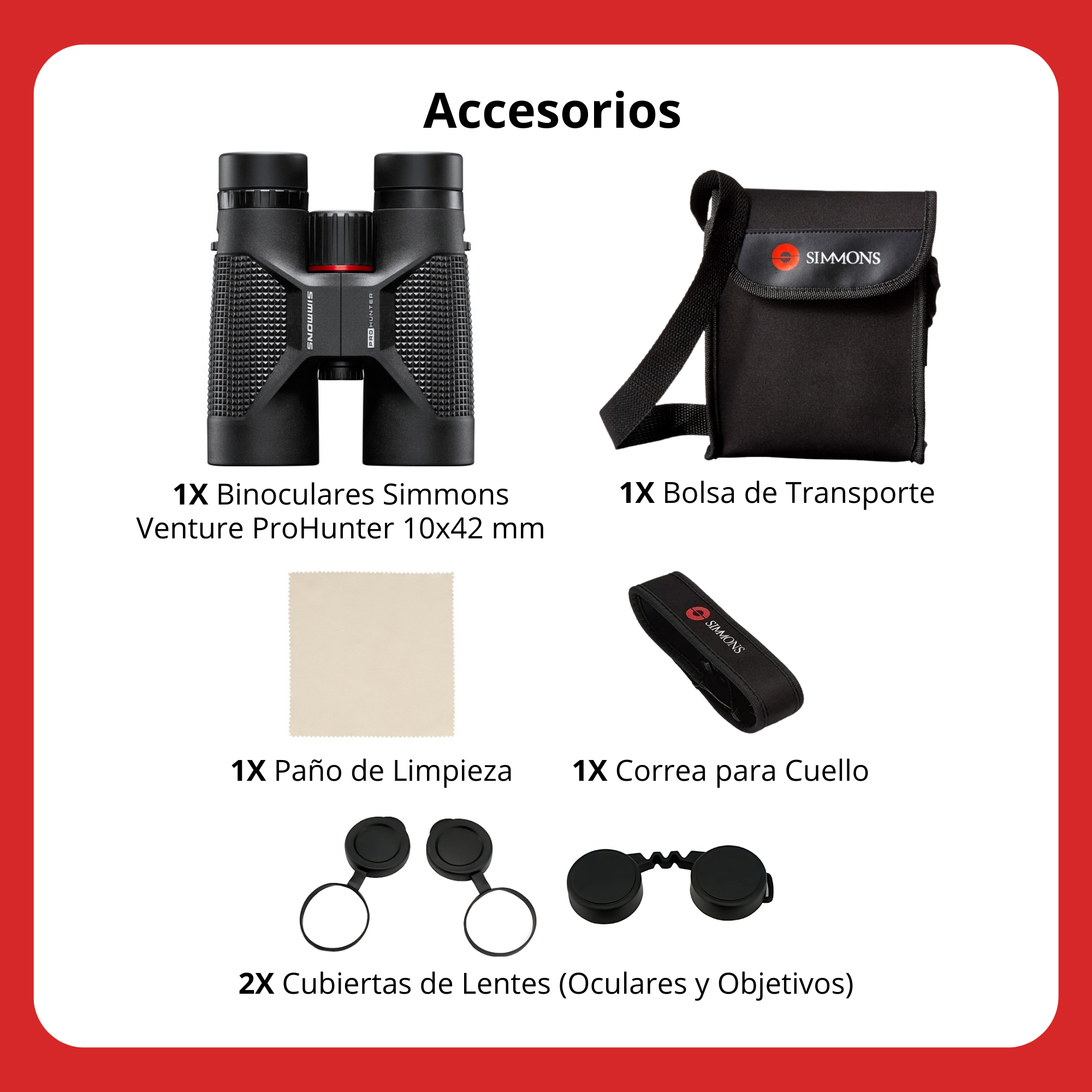 Binoculares Simmons Pro Hunter 10x42 mm Roof Prism, Óptica Fully Multicoated, Resistente Agua/Niebla