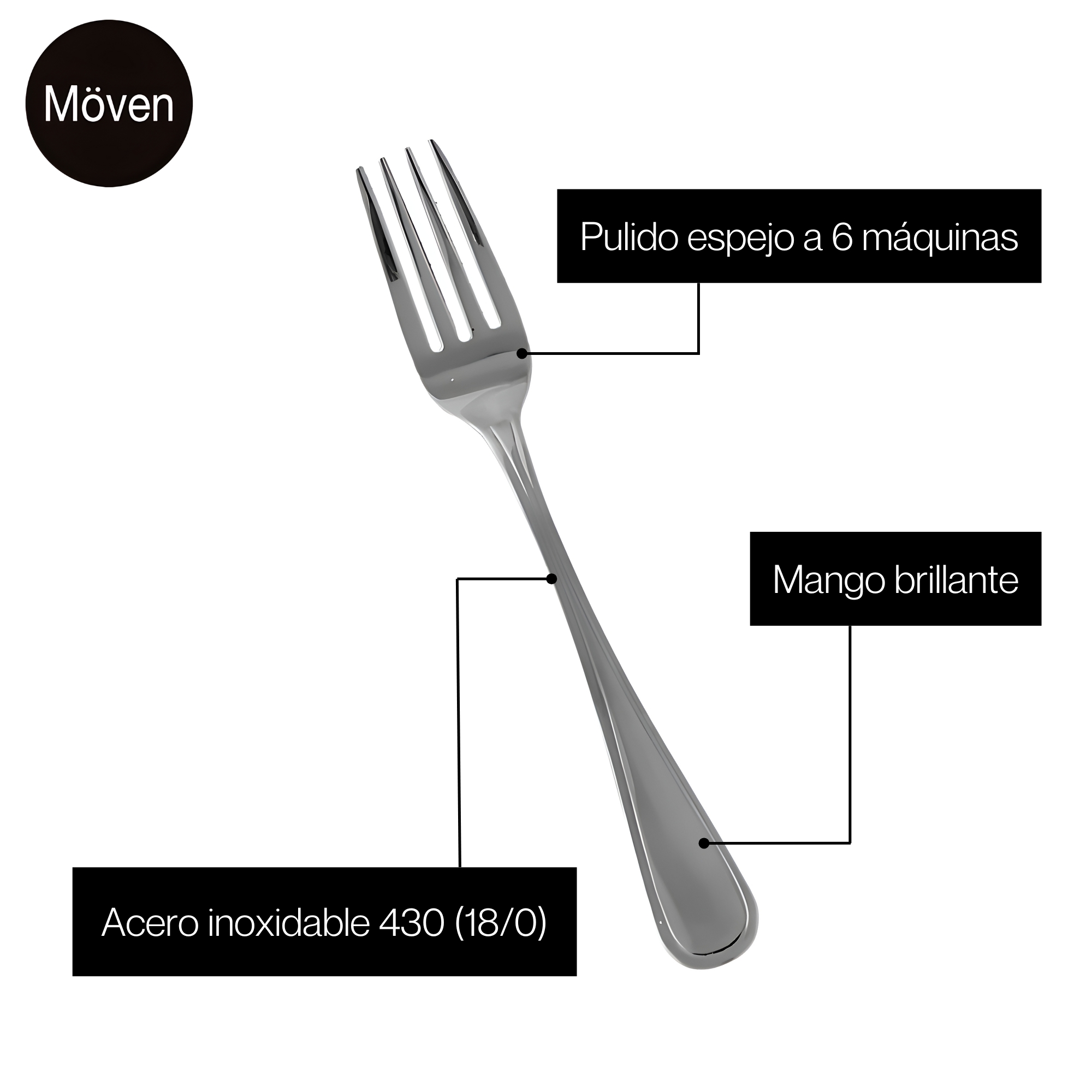 Juego de Cubiertos Möven Barcelona 16 Piezas de Acero Inoxidable para 4 Personas