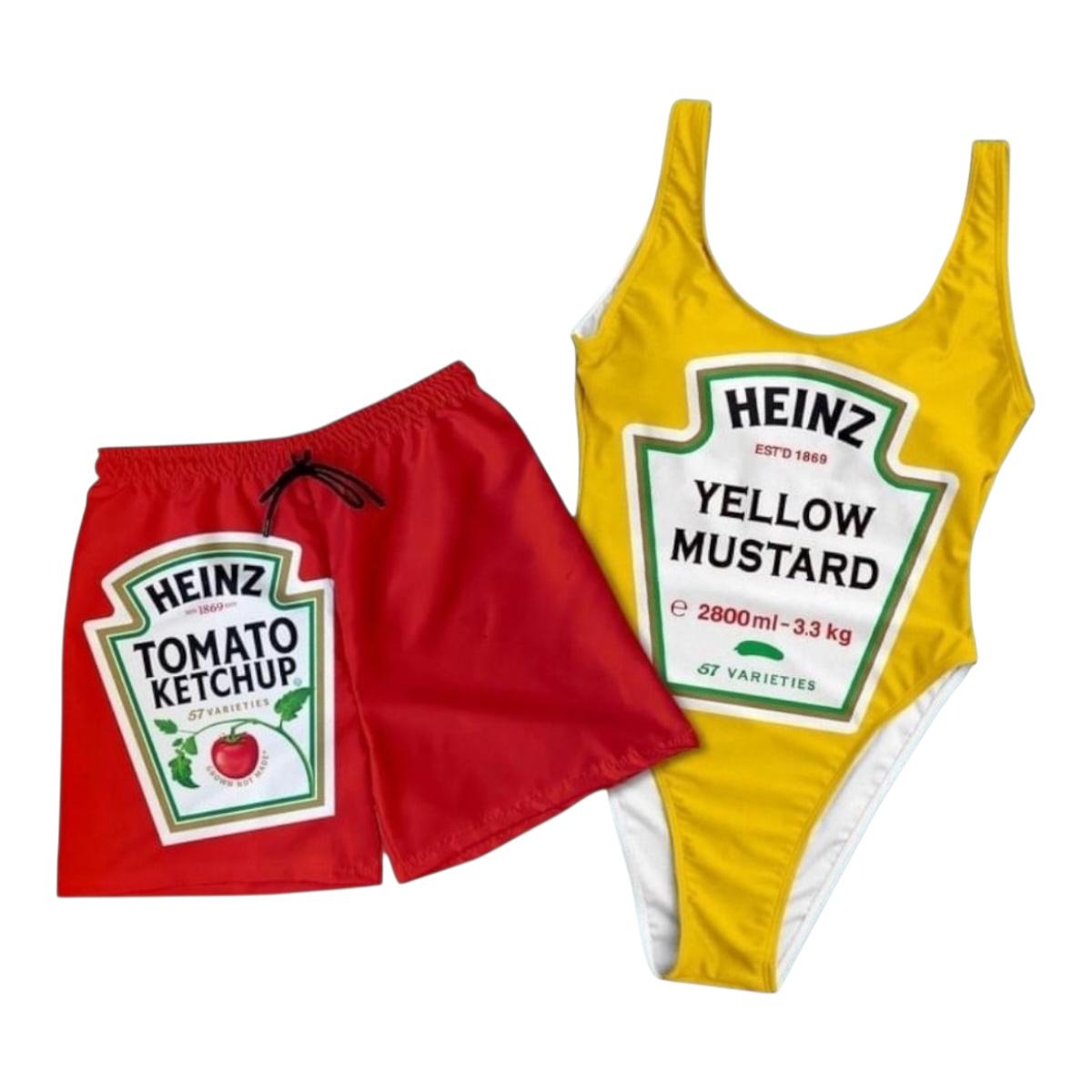 Duo Traje De Baño Pareja Capsup Y Mostaza Heinz.