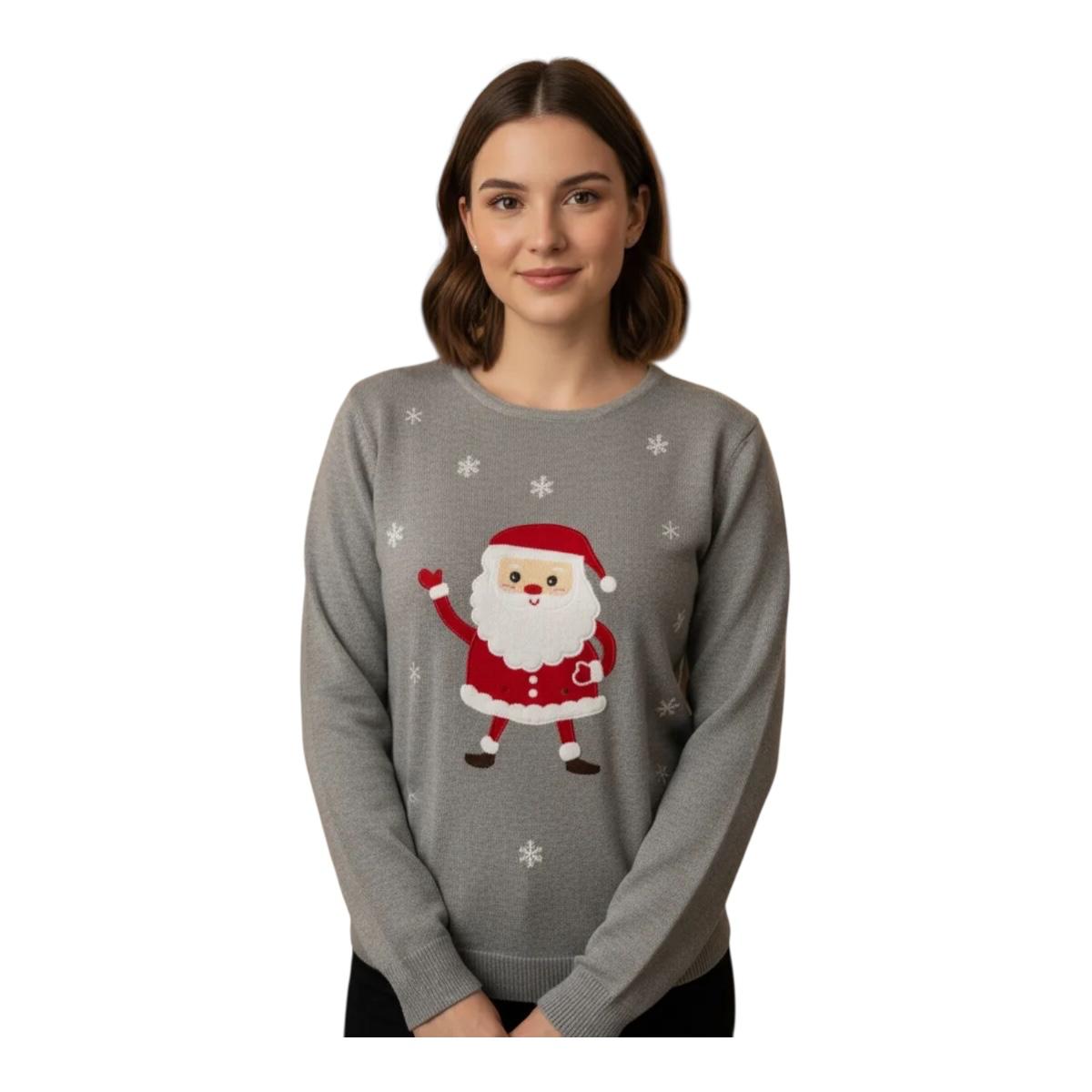 Suéter Sweater Ligero Tejido de Punto Diseño Santa Claus navidad navideño
