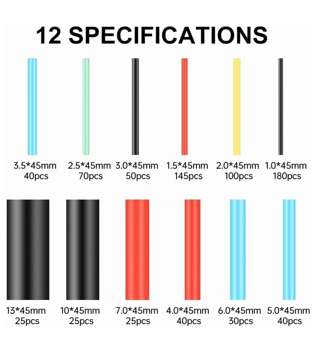 Termofit 750 Piezas Tubos Termorretráctiles Malubero Empalme12 Tamaño