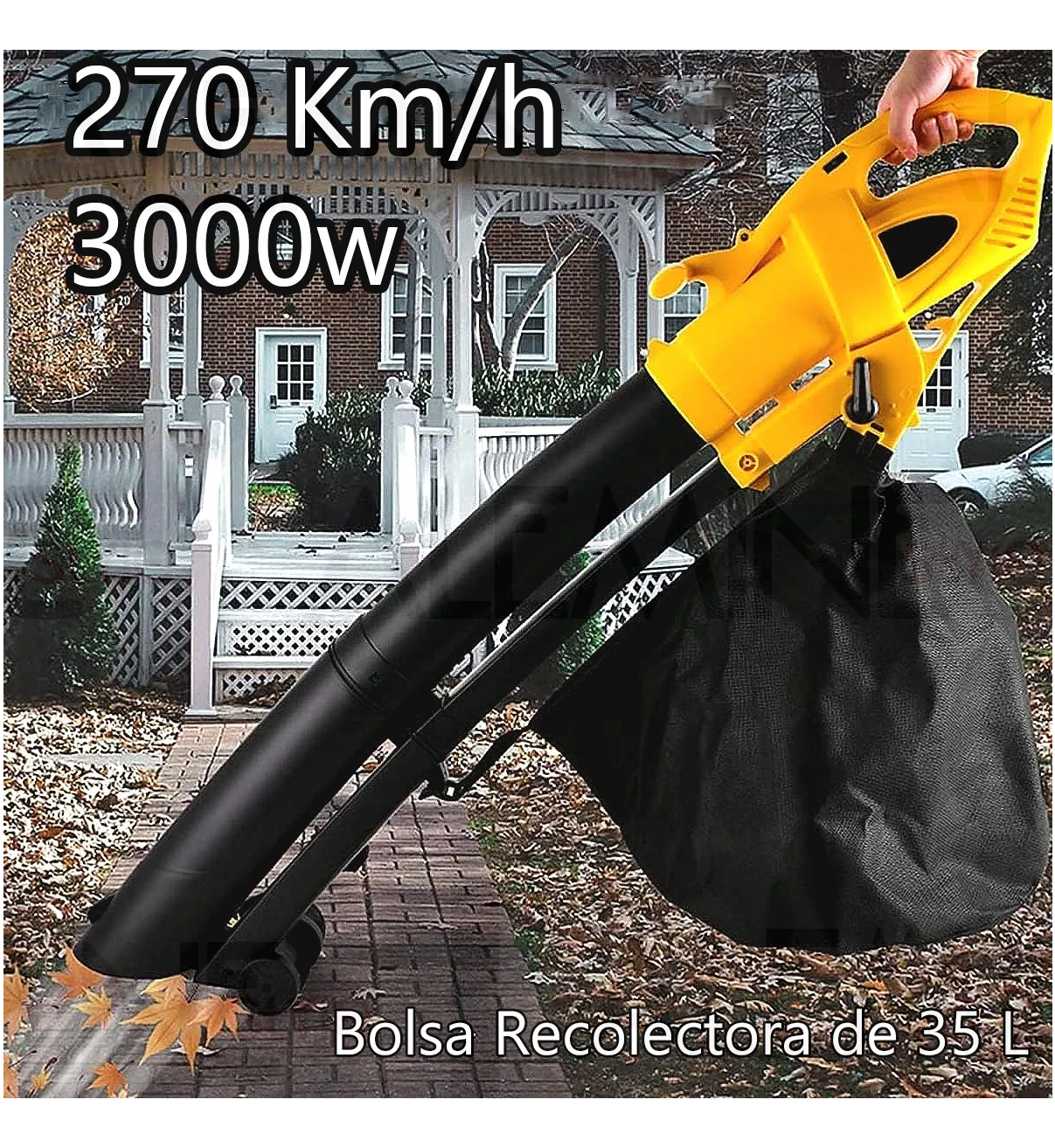 Sopladora Aspiradora Trituradora Electrica Malubero Bolsa Recolectora Amarilla