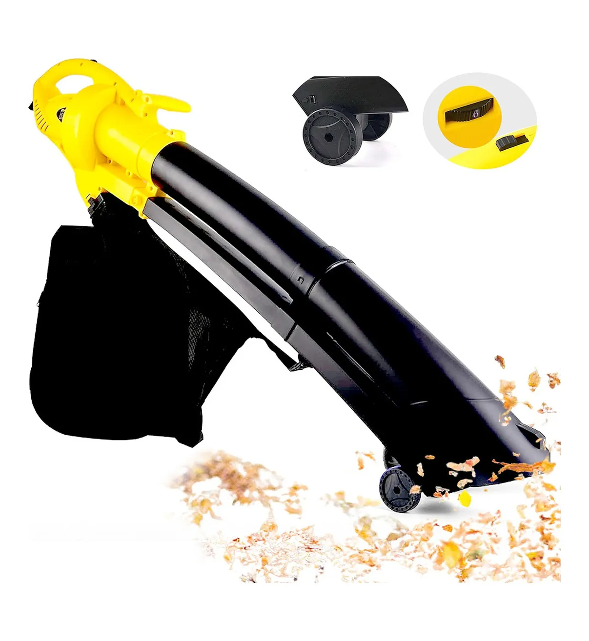 Sopladora Aspiradora Trituradora Electrica Malubero Bolsa Recolectora Amarilla