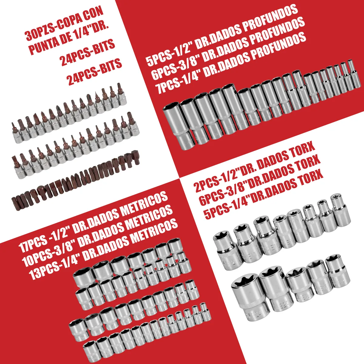 Juego De Dados 172 Piezas Malubero Llaves Autocle Con Estuche