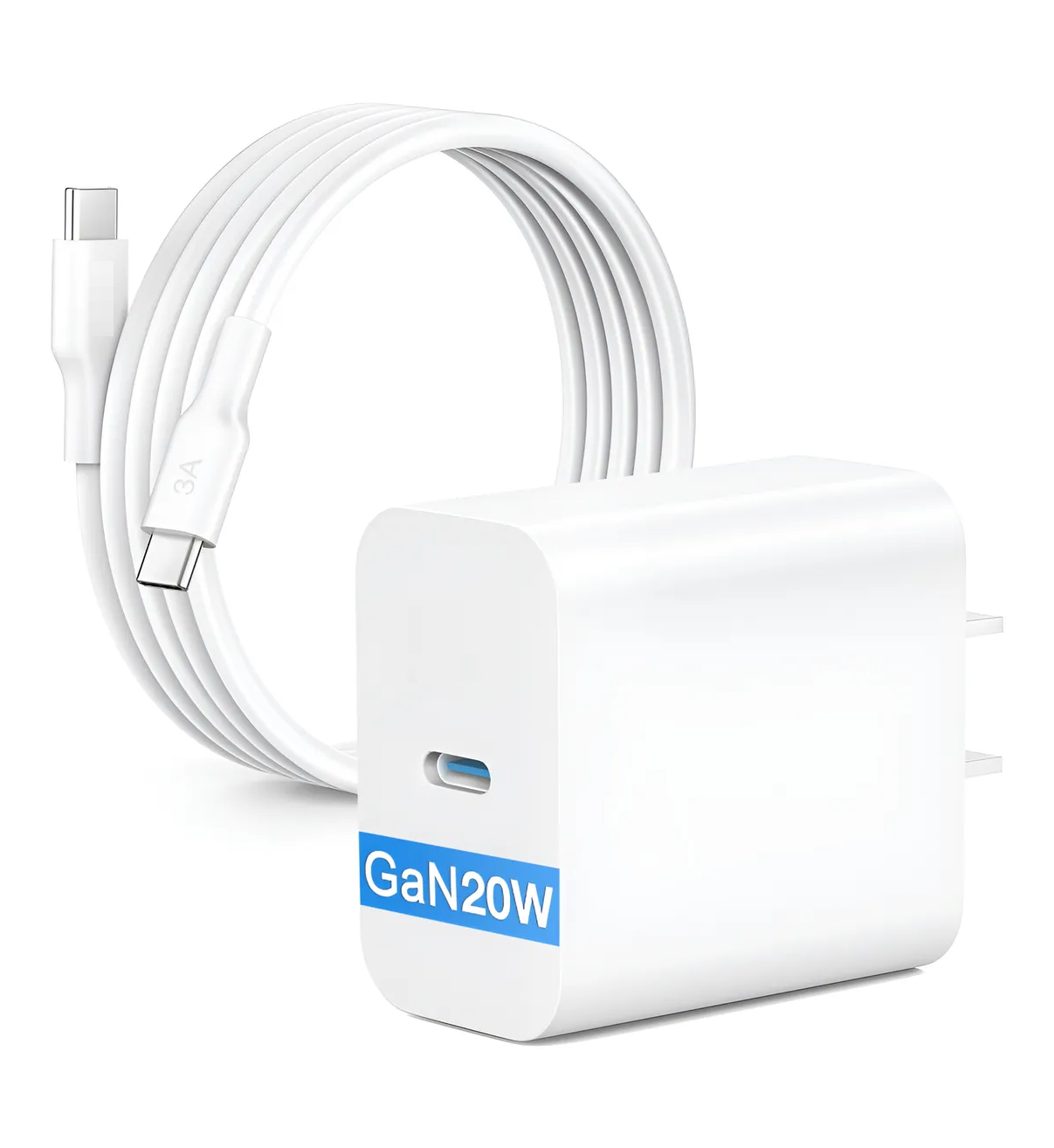 Cargador Tipo C Carga Rápida Pd 20w Malubero Con Cable C A C 1hora Blanco