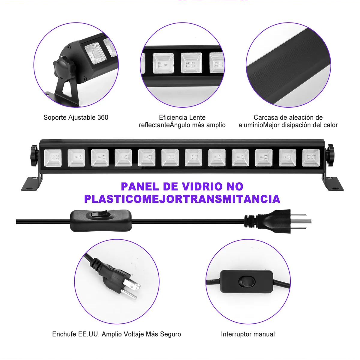 Luces Para Fiestas,ambiente Larga Tira, Luz Uv Led 36w 110v Malubero
