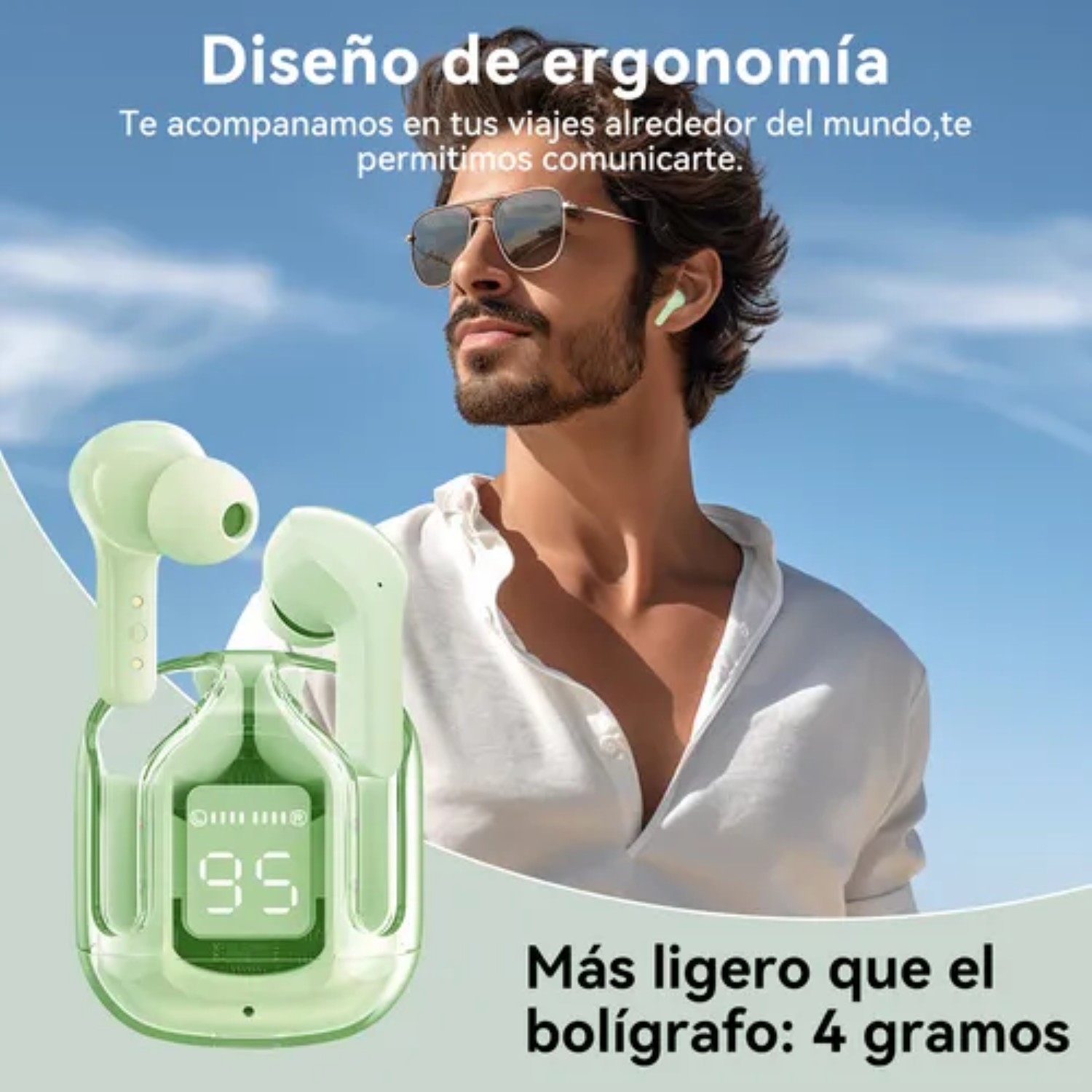 Audífonos Inalámbricos Bluetooth 5.3 Tws Hifi Hd Auriculares Verdes