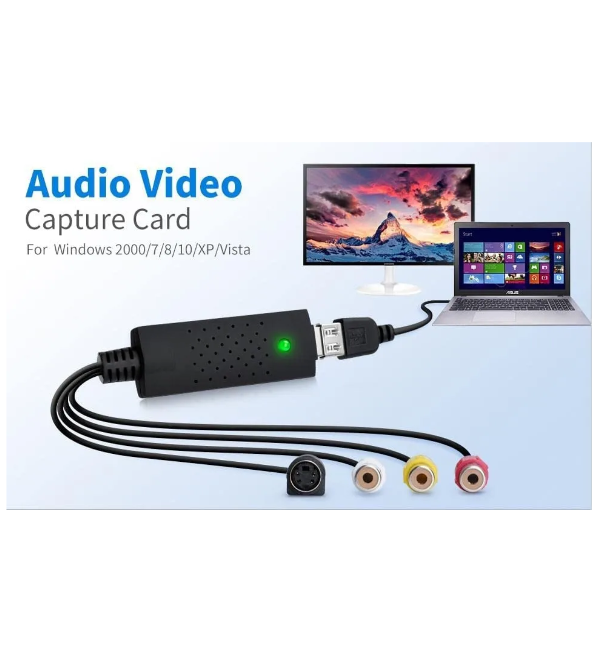 Tarjeta Captura Rca A Usb Convertidor Vhs Vcr A Digital Dvd Malubero