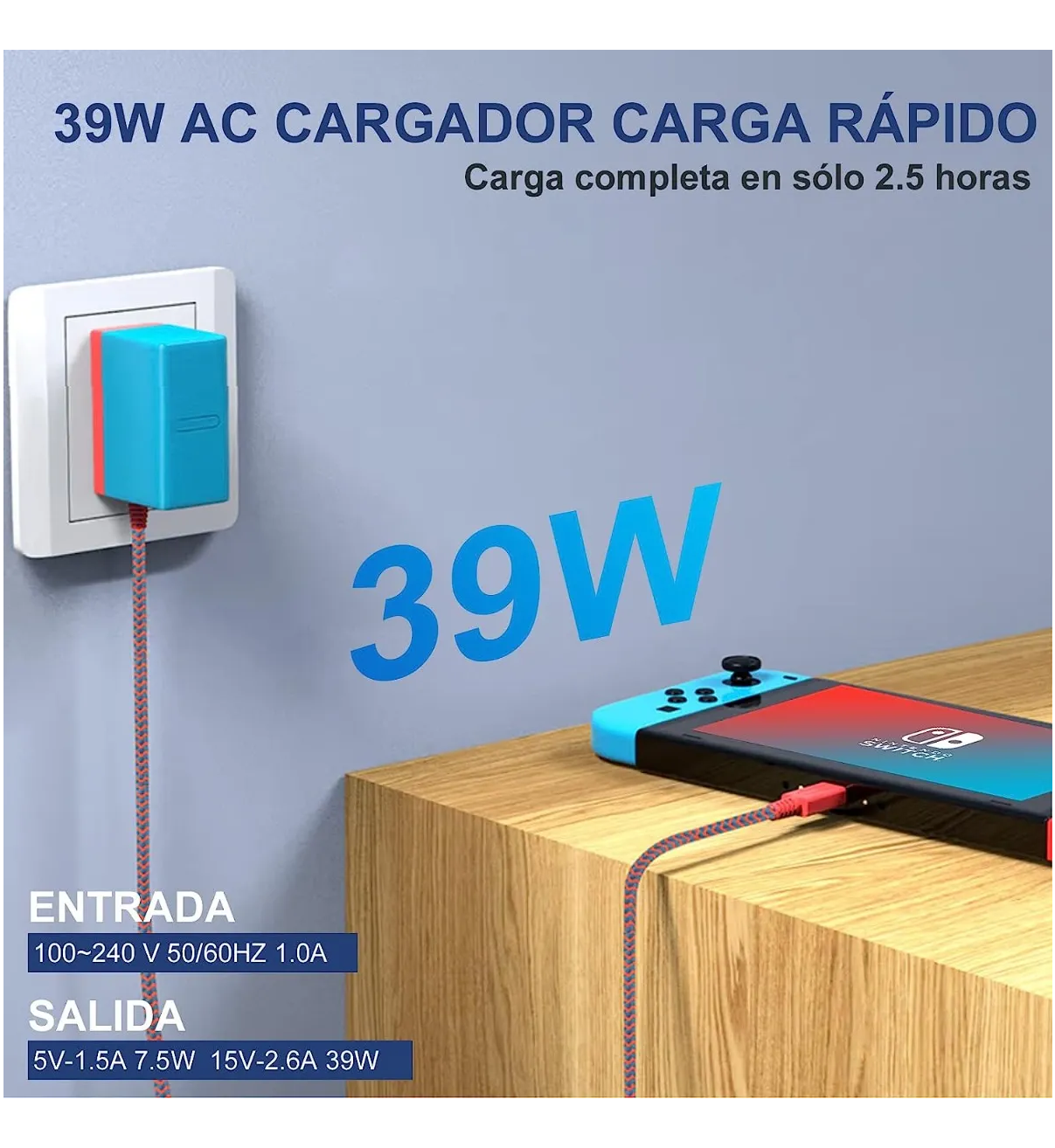 Cargador Rápido Para Nintendo Switch, Carga Usb-c, Y Segura Malubero